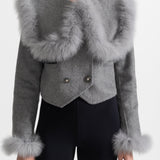 Kürk Yakalı Kısa Ceket