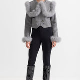 Kürk Yakalı Kısa Ceket