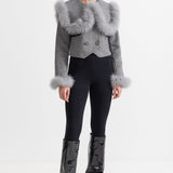 Kürk Yakalı Kısa Ceket