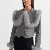 Kürk Yakalı Kısa Ceket