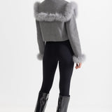 Kürk Yakalı Kısa Ceket