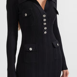 Şık Siyah Uzun Kollu Ribana Elbise