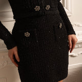 Uzun Kollu Ceket ve Mini Etekli Örgü Co-Ord Set