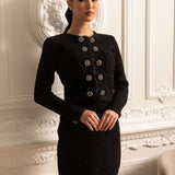 Uzun Kollu Ceket ve Mini Etekli Örgü Co-Ord Set