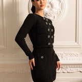 Uzun Kollu Ceket ve Mini Etekli Örgü Co-Ord Set