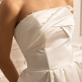 Dantelli Göğüs Detaylı Straplez Midi Elbise