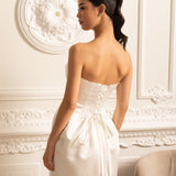 Dantelli Göğüs Detaylı Straplez Midi Elbise