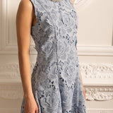 Işıltılı Yakalı Çiçek Desenli Dantel Mini Elbise