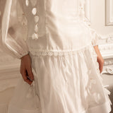 Narin Dantel Süslemeli Zarif Çiçekli Co-Ord - Beyaz