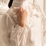 Narin Dantel Süslemeli Zarif Çiçekli Co-Ord - Beyaz