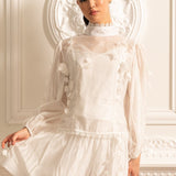 Narin Dantel Süslemeli Zarif Çiçekli Co-Ord - Beyaz