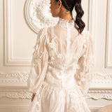 Narin Dantel Süslemeli Zarif Çiçekli Co-Ord - Beyaz