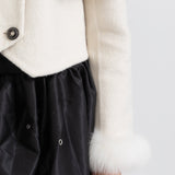 Beyaz Çift Düğmeli Kısa Ceket