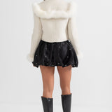 Beyaz Çift Düğmeli Kısa Ceket