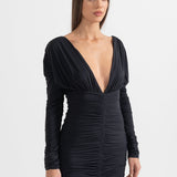 Derin Yakalı Zarif Dantelli Elbise