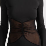 Transparan Belli Zarif Uzun Elbise