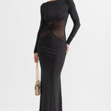 Transparan Belli Zarif Uzun Elbise