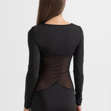 Transparan Belli Zarif Uzun Elbise