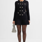 Uzun Kollu Diz Boyu Triko Elbise – Siyah