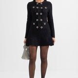 Uzun Kollu Diz Boyu Triko Elbise – Siyah