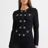 Uzun Kollu Diz Boyu Triko Elbise – Siyah