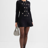 Uzun Kollu Diz Boyu Triko Elbise – Siyah