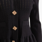 Siyah Fırfırlı Ceket & Volanlı Etek Triko Takım