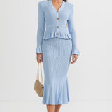 Fırfırlı Ceket & Kloş Etek Örgü Eşleştirme Seti