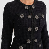 Uzun Kollu Diz Boyu Triko Elbise – Siyah