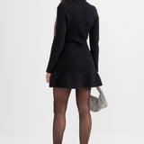 Uzun Kollu Diz Boyu Triko Elbise – Siyah