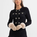 Uzun Kollu Diz Boyu Triko Elbise – Siyah