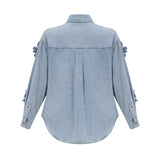 Armelle Çiçek Aplikeli Denim Gömlek