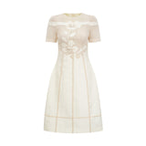 Diane Çiçek İşlemeli Ajur Midi Elbise