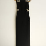 Lorde Taş İşlemeli Krep Maxi Elbise – Siyah