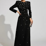 Diamond Uzun Kollu Maxi Elbise