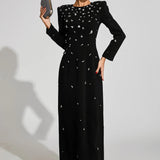 Diamond Uzun Kollu Maxi Elbise