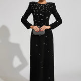 Diamond Uzun Kollu Maxi Elbise