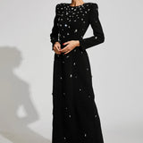 Diamond Uzun Kollu Maxi Elbise