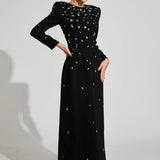 Diamond Uzun Kollu Maxi Elbise