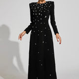 Diamond Uzun Kollu Maxi Elbise