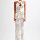 Beverly Floral Aplike Tığ İşi Uzun Elbise