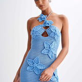 Beverly Floral Aplike Tığ İşi Uzun Elbise