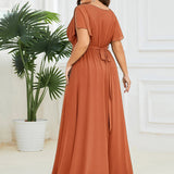 Kuşaklı Şifon Nedime Elbise