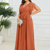 Kuşaklı Şifon Nedime Elbise