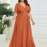 Kuşaklı Şifon Nedime Elbise