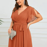 Kuşaklı Şifon Nedime Elbise