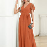 Kuşaklı Şifon Nedime Elbise