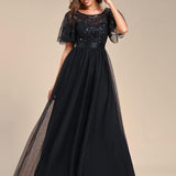 Kısa Kollu Abiye Elbise