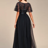 Kısa Kollu Abiye Elbise