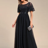 Kısa Kollu Abiye Elbise